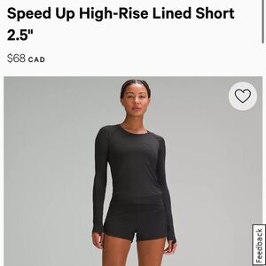 Lululemon Speed Up High Rise 2.5 Inch Black Shorts